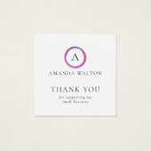 Pink and Purple Monogram QR Code Package Insert Vierkante Visitekaartjes (Voorkant)