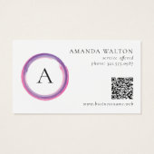 Pink and Purple Monogram QR Code Package Insert Visitekaartje (Achterkant)