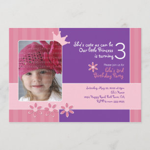 Pink and Purple Princess Invitation Photocard