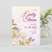 Pink and Purple Watercolor Elegance Wedding Kaart (Staand voorkant)