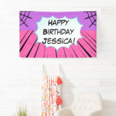 Pink and Purple Web Comic Birthday Spandoek (Insitu)