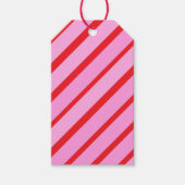 Pink and Red Diagonal Stripes Cadeaulabel (Voorkant)