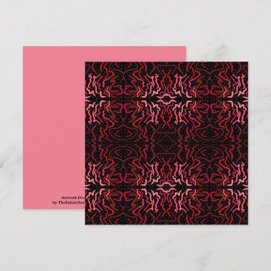 Pink And Red Dots And Squiggles Pattern On Black Kaart (Voorkant / Achterkant)