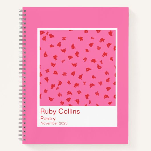 Pink and Red Floral Aesthetic Notebook Notitieboek (Voorkant)