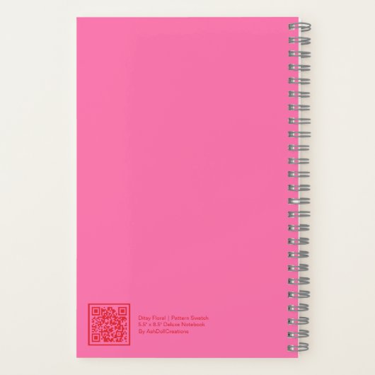 Pink and Red Floral Aesthetic Notebook Notitieboek (Achterkant)