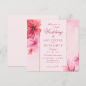Pink and red flowers floral Wedding Invitation (Devant / Derrière)