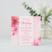 Pink and red flowers floral Wedding Invitation (Debout devant)