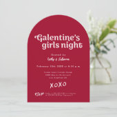 Pink and Red Galentine's Girls Night Party Modern  Kaart (Staand voorkant)