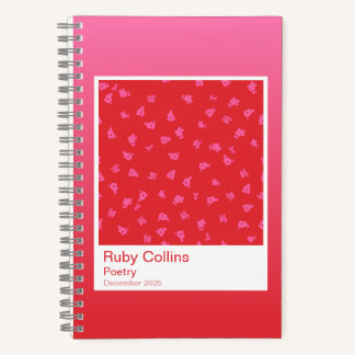 Pink and Red Gradient Floral Aesthetic Notebook Notitieboek