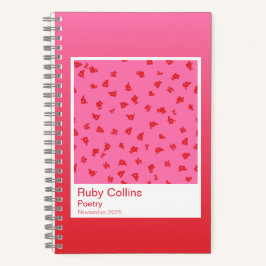 Pink and Red Gradient Floral Aesthetic Notebook Notitieboek
