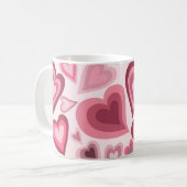 Pink and Red Layered Heart Pattern Koffiemok (Voorkant links)