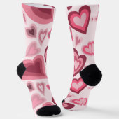 Pink and Red Layered Heart Pattern Sokken (Gebogen)