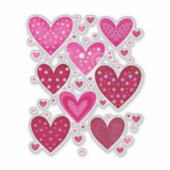 Pink and Red Patterned Hearts Sticker (Voorkant)