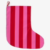 Pink and Red Peppermint Stripes Grote Kerstsok (Voorkant)