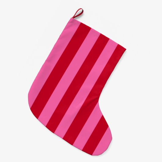 Pink and Red Peppermint Stripes Grote Kerstsok (Voorkant (Hangend))