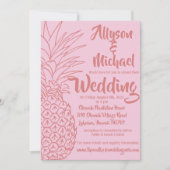 Pink and Red Pineapple Beach Wedding Invitation (Devant)