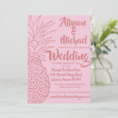 Pink and Red Pineapple Beach Wedding Invitation (Debout devant)