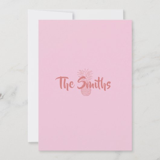 Pink and Red Pineapple Beach Wedding Invitation (Dos)