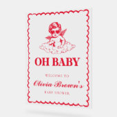 Pink and Red Retro Cherub Baby Shower (Angle)