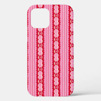 Pink and Red Starburst Wavy Stripe iPhone 12 Hoesje