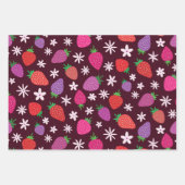 Pink and red strawberry pattern floral  inpakpapier vel (Voorkant 3)
