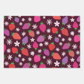Pink and red strawberry pattern floral  inpakpapier vel (Voorkant 2)