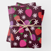Pink and red strawberry pattern floral  inpakpapier vel (In situ)