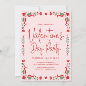 Pink and red Valentine's party Invitation (Devant)