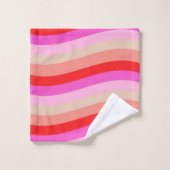 Pink and Red Wavy Stripes Bright Valentine's Day (Gant de toilette)