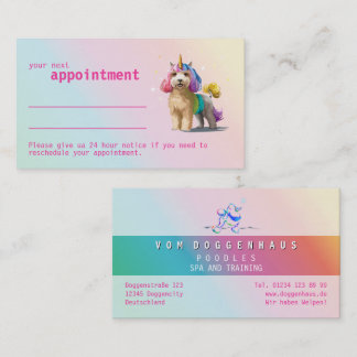 Pink and Rose Poodle Appointment Reminder  Busines Visitekaartje
