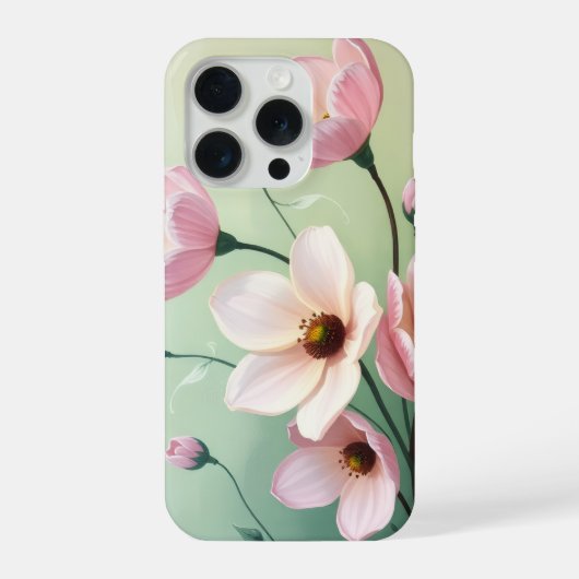 Pink and Sage Green Floral Phone Case iPhone Hoesje (Achterkant)