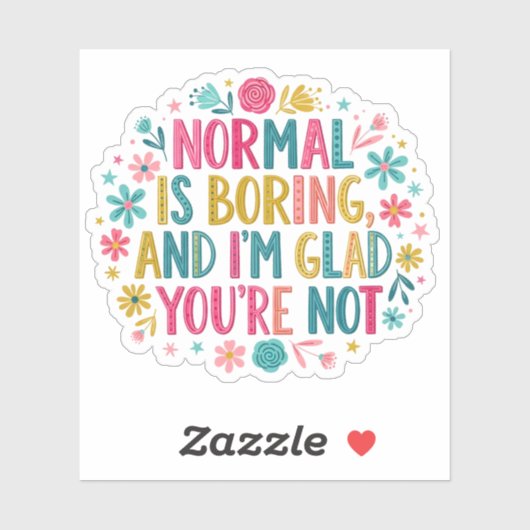 Pink and Teal Floral Wreath Quote Sticker (Vel)