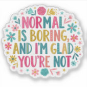 Pink and Teal Floral Wreath Quote Sticker (Voorkant)