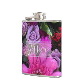 Pink and Violet Flowers Personalised Heupfles (Links)