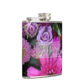 Pink and Violet Flowers Personalised Heupfles (Rechts)