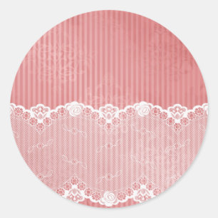 Pink and white background with black lace ronde sticker