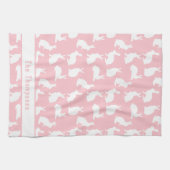 Pink And White Bunny Pattern And Name Easter Theedoek (Horizontaal)