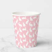 Pink And White Bunny Rabbit Pattern Happy Easter Papieren Bekers (Achterkant)