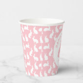 Pink And White Bunny Rabbit Pattern Happy Easter Papieren Bekers (Rechts)