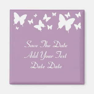 Pink and White Butterfly Save The Date Magnet. Magneet