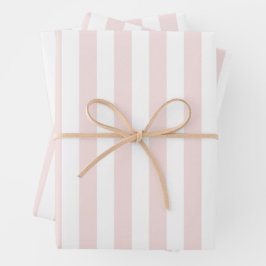 Pink and White Cabana Stripes Palm Beach Inpakpapier Vel
