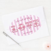 Pink and white Candy striker d'amour autocollant (Enveloppe)