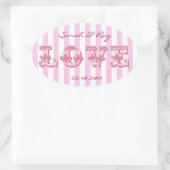 Pink and white Candy striker d'amour autocollant (Sac)