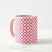 Pink and White Checkered Pattern  Mok (Voorkant links)