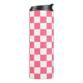 Pink and White Checkered Pattern  Thermosbeker (Gedraaid links)