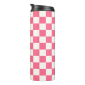 Pink and White Checkered Pattern  Thermosbeker (Geroteerd rechts)