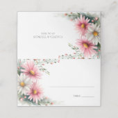 Pink and White Daisies Wedding Place Card (Buitenkant ongevouwen)