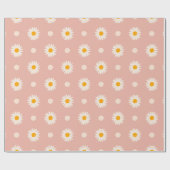 Pink and White Daisy Floral Pattern Cadeaupapier (Vlak)