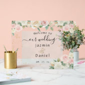 Pink And White Dusky Blooms Wedding Sign (Mariage)