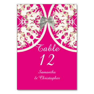 Pink and white lace filigree damask bruiloft kaart